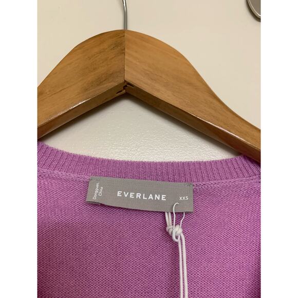 Everlane 100% Cashmere Mauve Pink V-neck Sweater XXS NWT - Picture 4 of 9